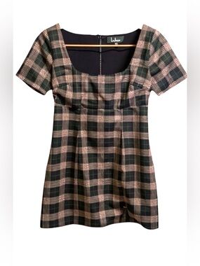 Lulu's Black and Pink Plaid Mini Dress